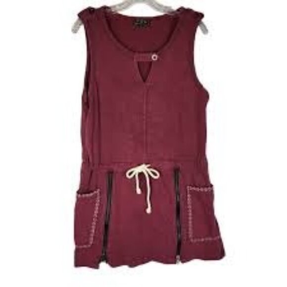 POL Women's Purple/ Burgandy Sleeveless Terry Romper coverup vacation small - Picture 1 of 10